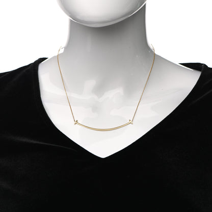 Tiffany 18K Yellow Gold Large T Smile Pendant Necklace 2 of 4