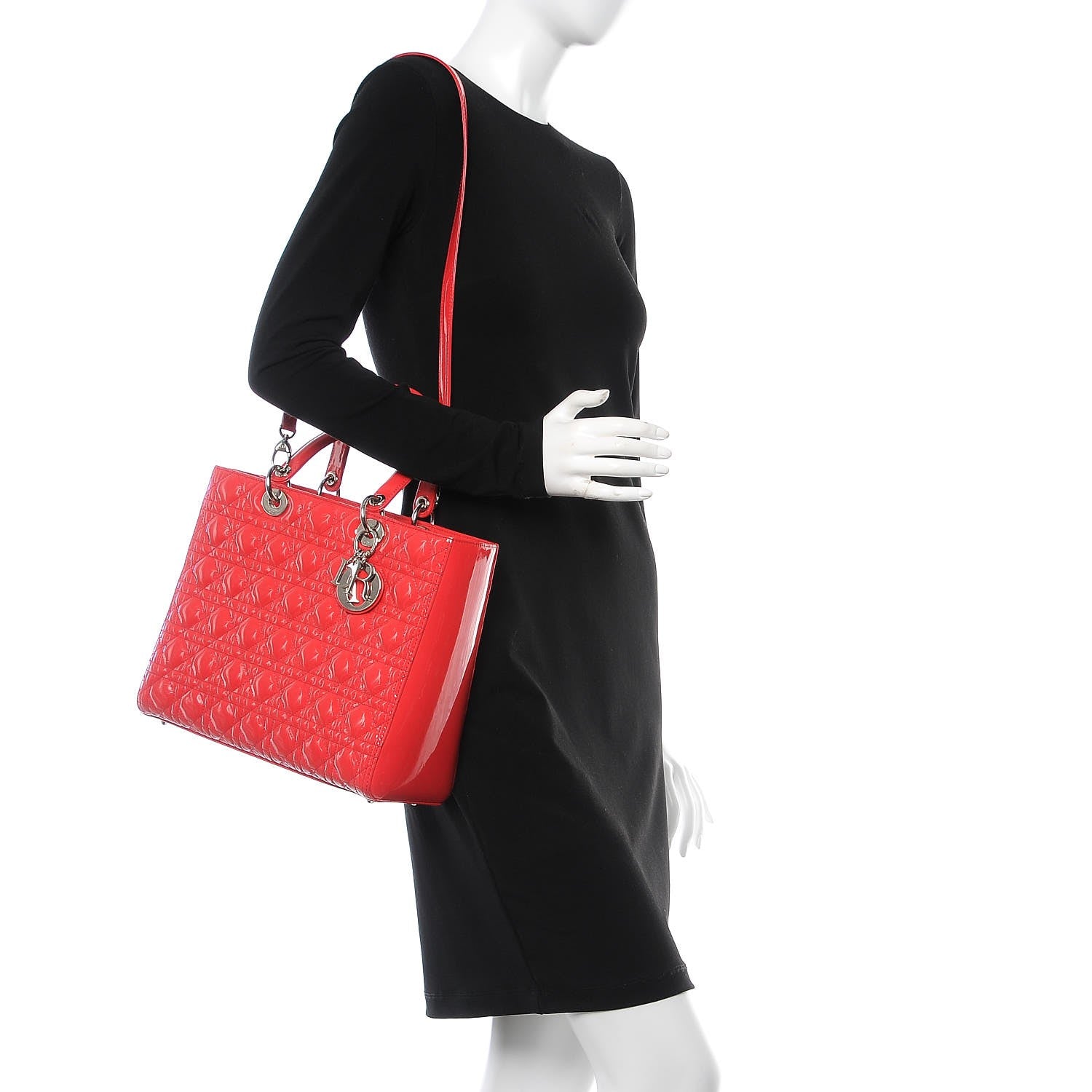 Christian Dior Patent Cannage Large Lady Dior Red 2 of 8