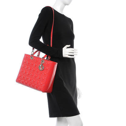 Christian Dior Patent Cannage Large Lady Dior Red 2 of 8
