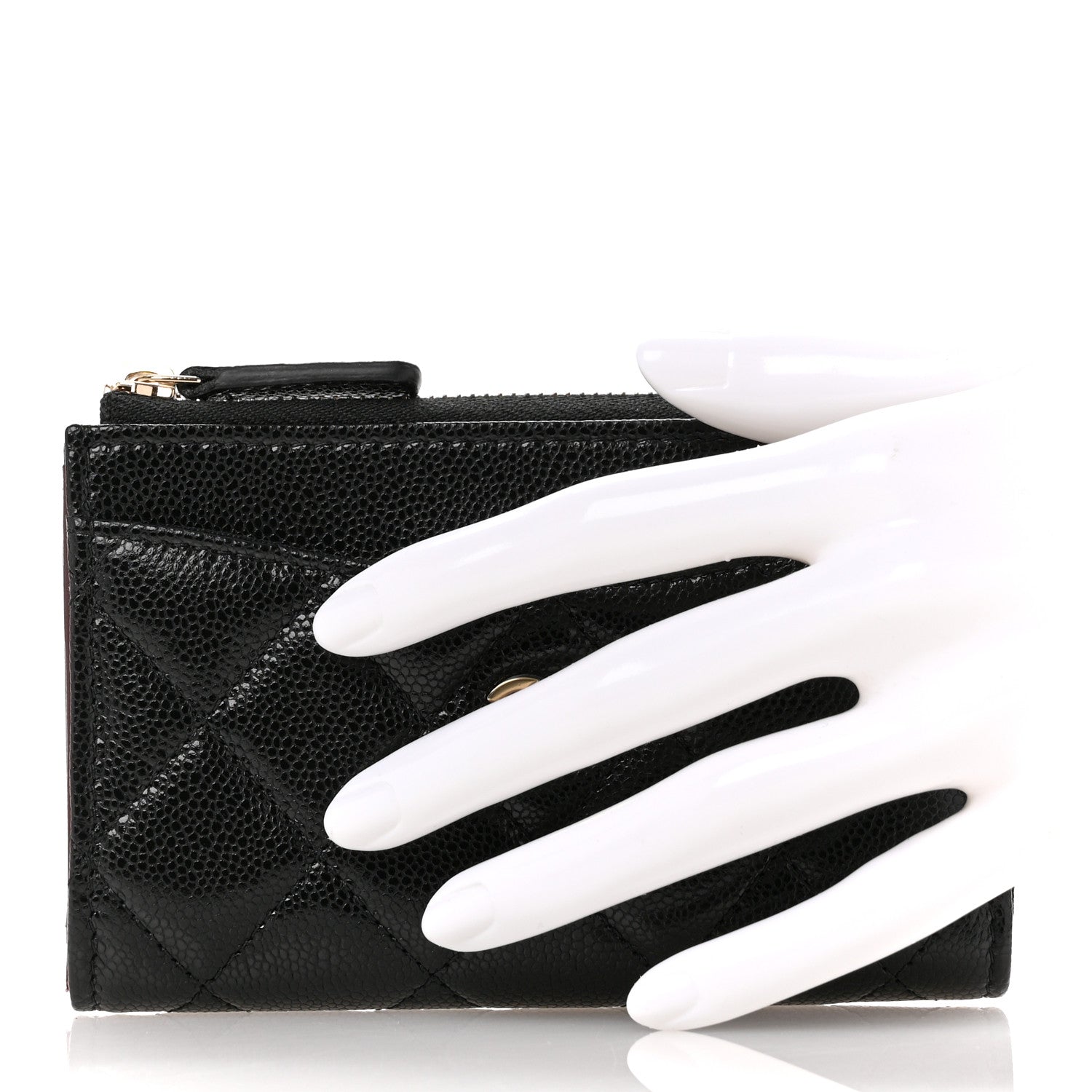 Chanel Caviar Quilted CC Zip Around Card Holder Black 2 of 8