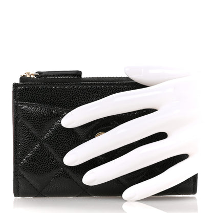 Chanel Caviar Quilted CC Zip Around Card Holder Black 2 of 8