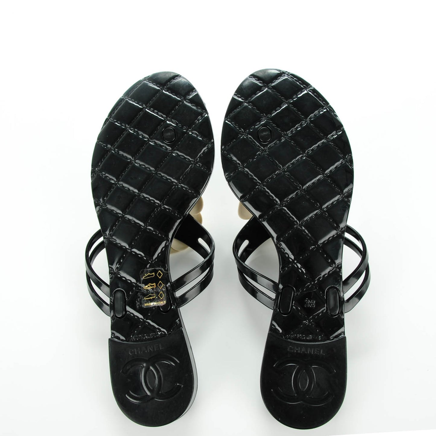 Jelly Camellia Thong Sandals 38 Black Ivory