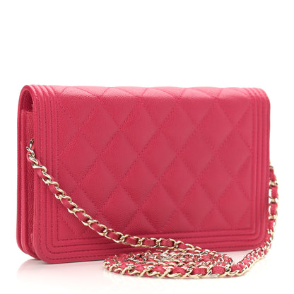 Chanel Caviar Quilted Boy Wallet On Chain WOC Fuchsia 2 of 13