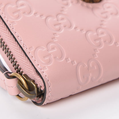 Gucci Guccissima Signature Crystal Cat Zip Around Card Case Light Candy Pink 11 of 13