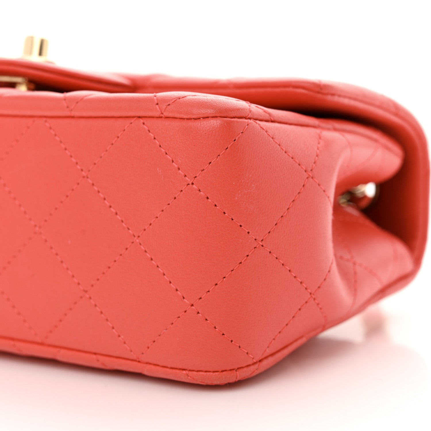 Chanel Lambskin Quilted Mini Rectangular Flap Coral 10 of 10