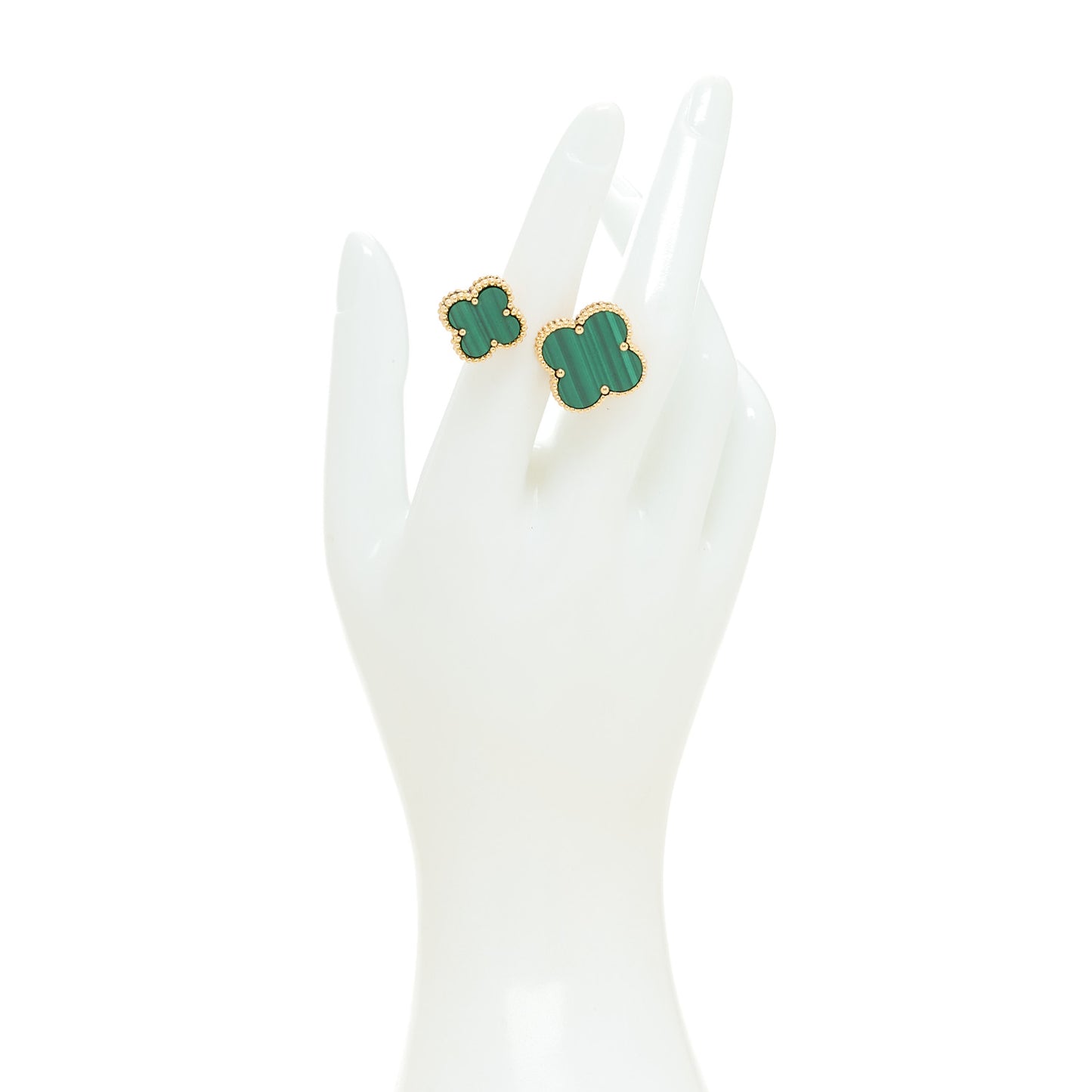 18K Yellow Gold Malachite Magic Alhambra Between the Finger Ring 51 5.75