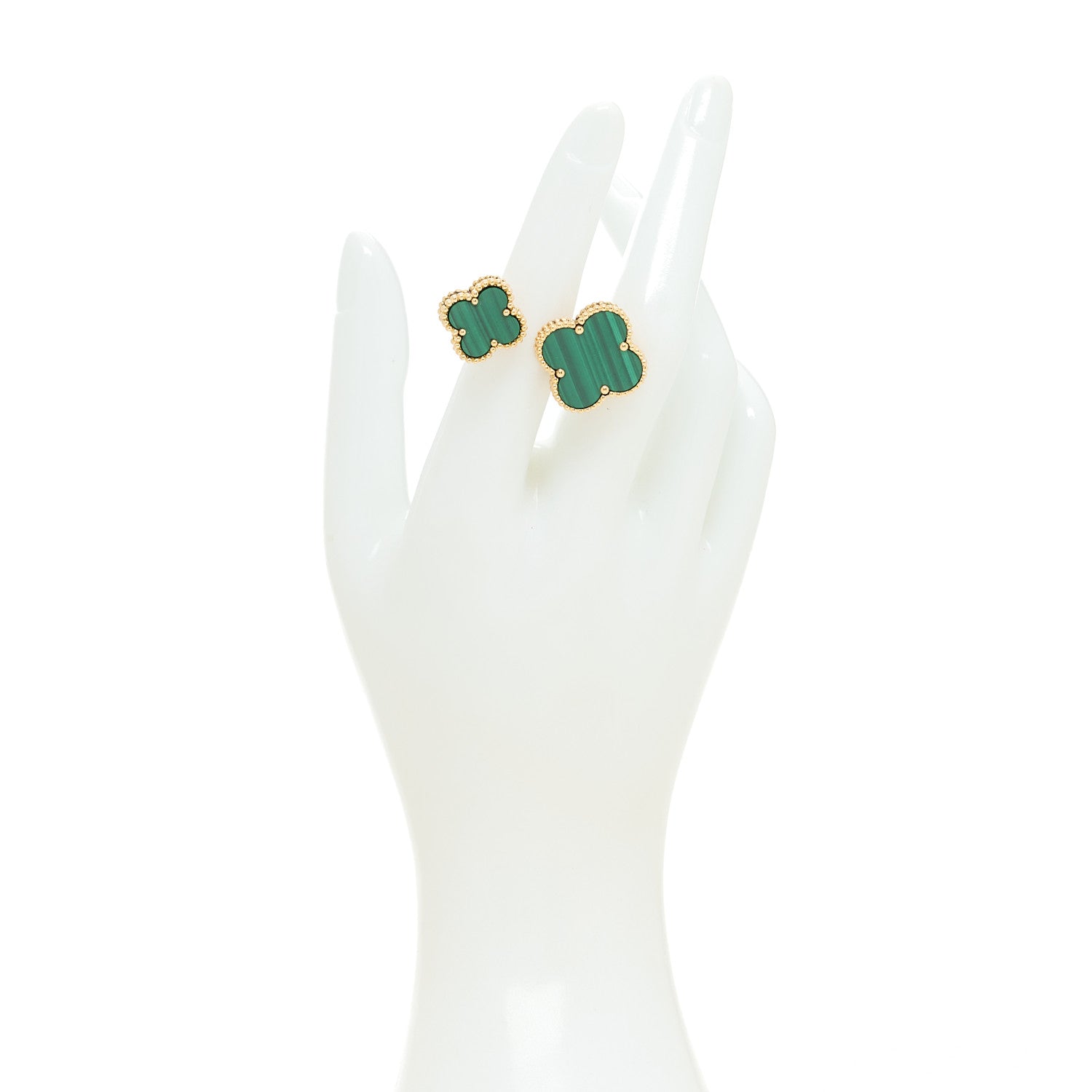 Van Cleef & Arpels 18K Yellow Gold Malachite Magic Alhambra Between the Finger Ring 51 5.75 2 of 6