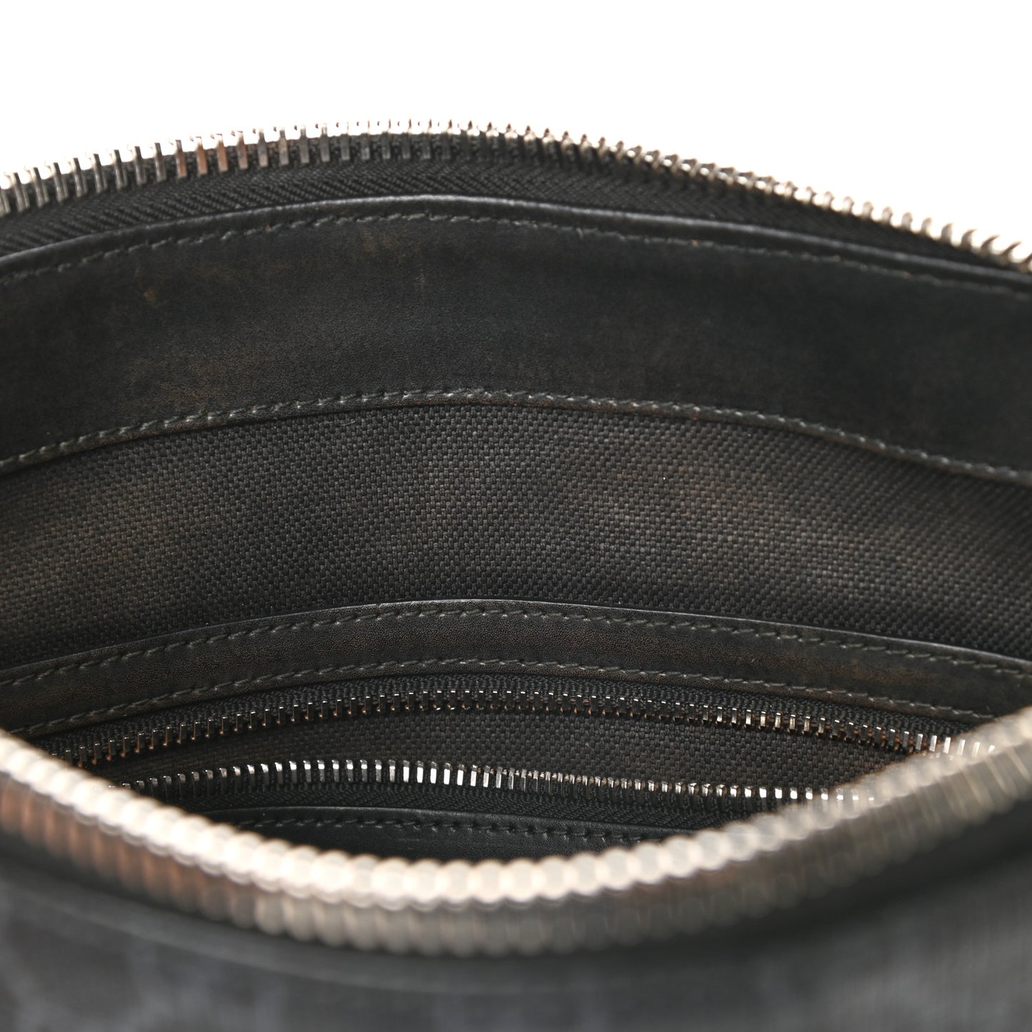 GG Supreme Monogram Appia Calfskin Web Flat Messenger Bag Black Grey