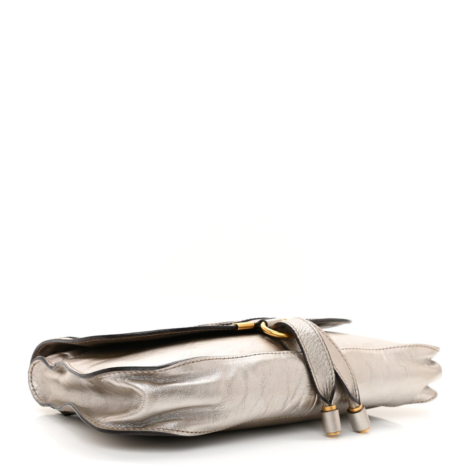 Chloe Metallic Calfskin Marcie Clutch Pewter 4 of 8