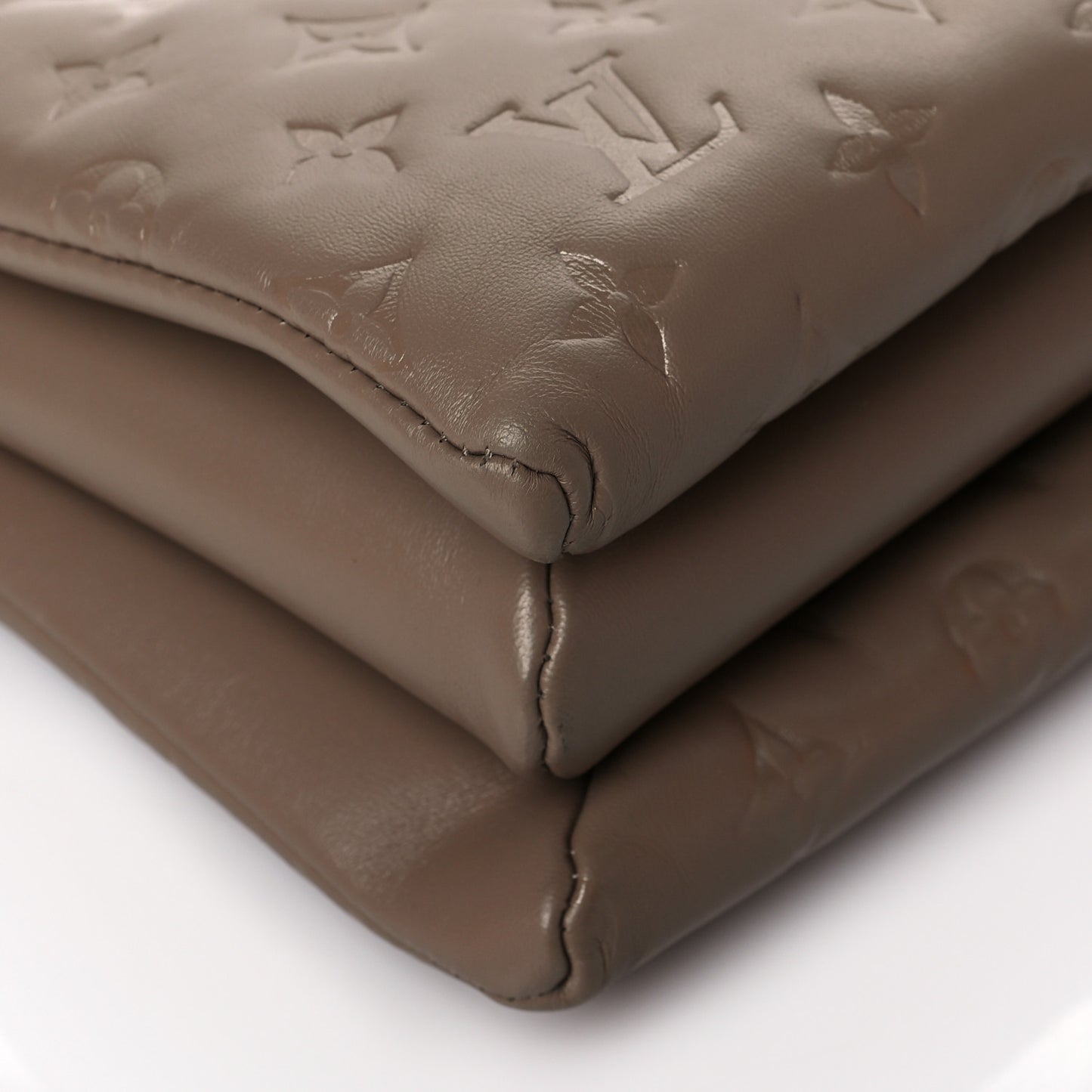 Lambskin Embossed Monogram Coussin PM Taupe