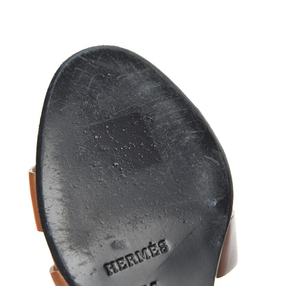 Hermes Calfskin Legend Wedge Sandals 35 Gold 10 of 14