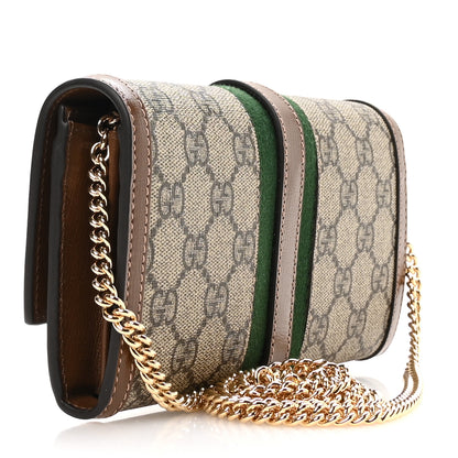 Gucci GG Supreme Monogram Azalea Calfskin Web Jackie 1961 Chain Wallet Beige Ebony Brown Sugar 3 of 11