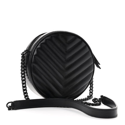 Saint Laurent Calfskin Matelasse Chevron Round Vinyle Camera Bag Black 3 of 8