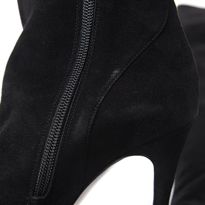 Valentino Garavani Calfskin Suede Bow Over the Knee Boots 39 Black 7 of 12