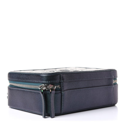 Chanel Iridescent Caviar Quilted Medium CC Filigree Vanity Case Dark Turquoise 4 of 11