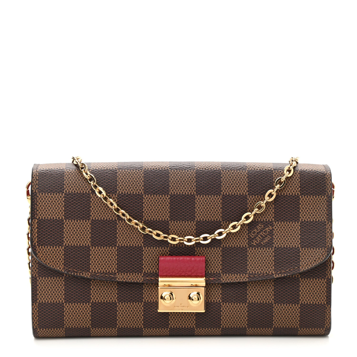 Louis Vuitton Damier Ebene Croisette Chain Wallet 1 of 7