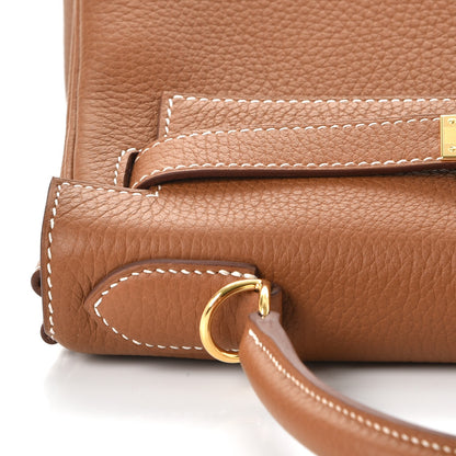 Hermes Taurillon Clemence Retourne Horseshoe Kelly 28 Gold 12 of 40