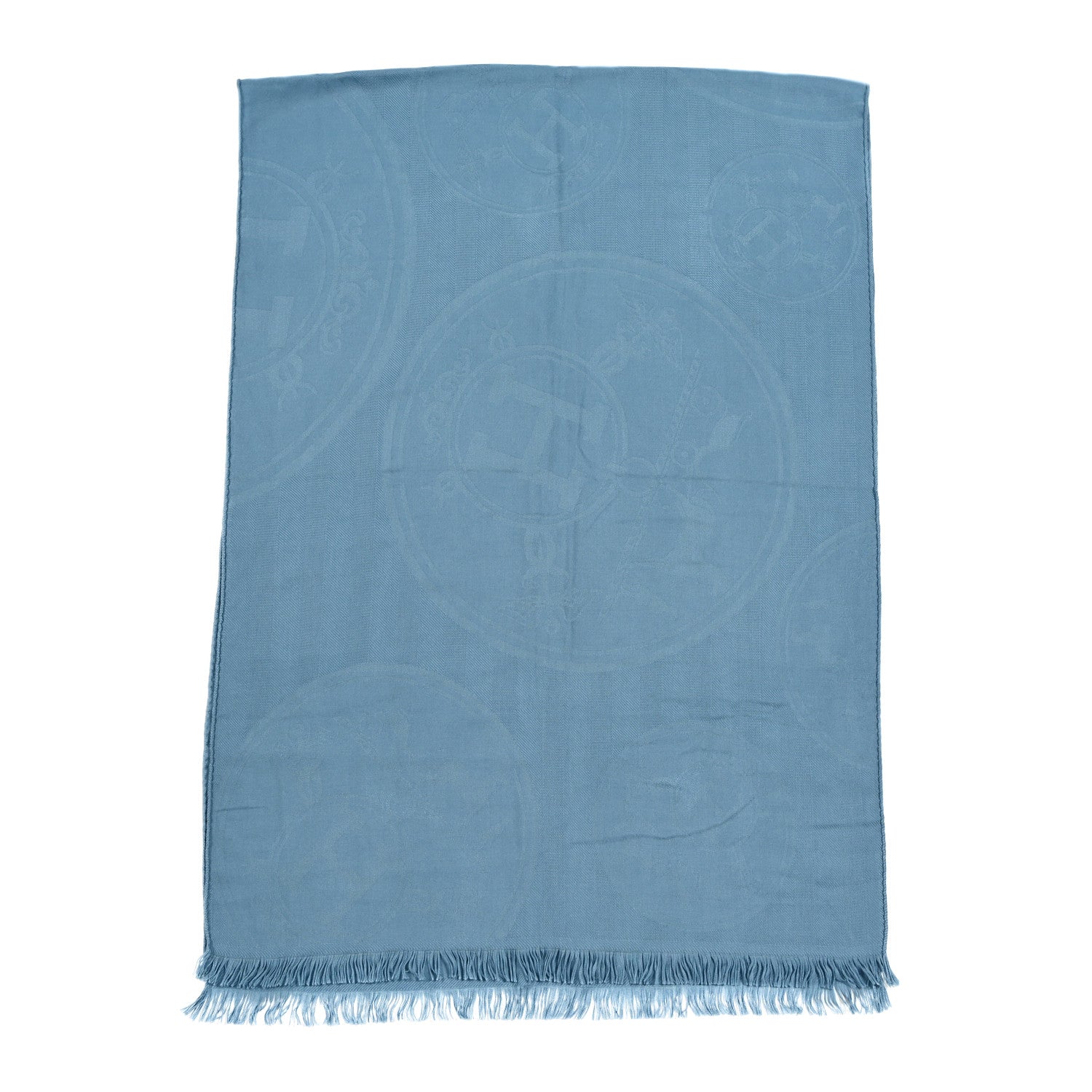Hermes Cashmere Silk New Libris Stole Outre-Mer 1 of 3