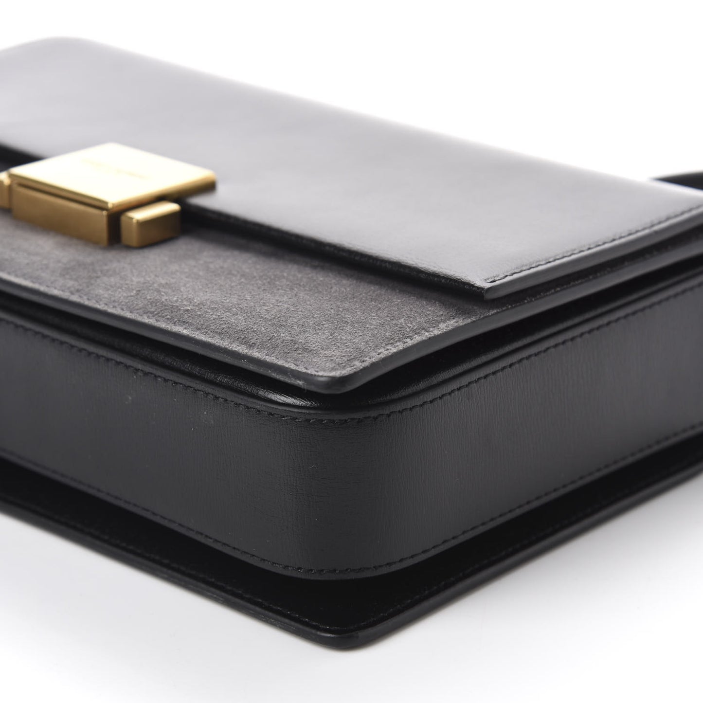 Smooth Calfskin Suede Medium Bellechasse Black Grey
