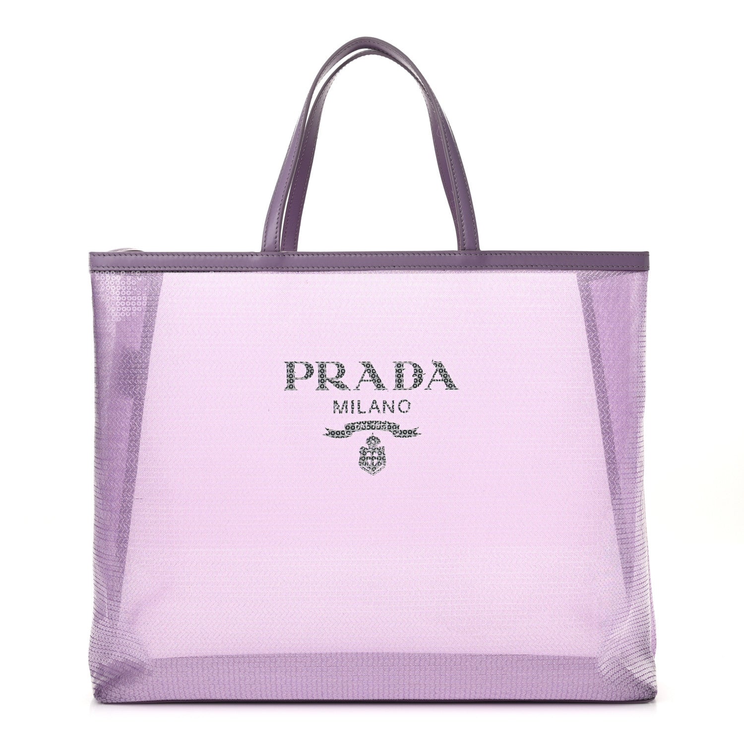 Prada Mesh Paillettes Spazzolato Logo Shopping Tote Lilium 1 of 14