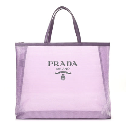 Prada Mesh Paillettes Spazzolato Logo Shopping Tote Lilium 1 of 14