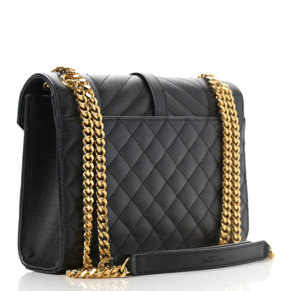 Saint Laurent Grain De Poudre Textured Mixed Matelasse Triquilt Medium Monogram Satchel Black 3 of 12