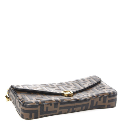 Fendi Vitello Soft F is Fendi Bi-Color FF 1974 Embossed Envelope Wallet on Chain Maya Black 4 of 9
