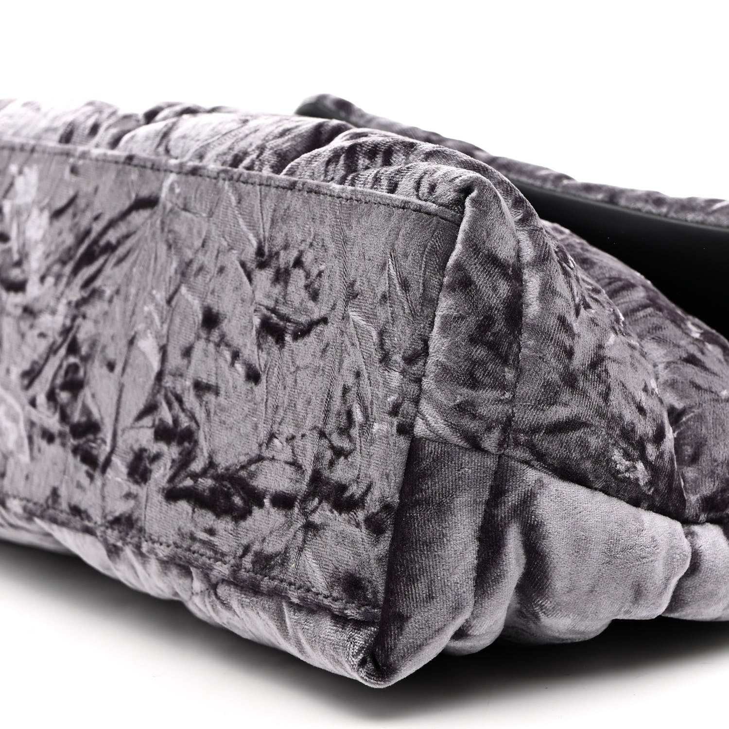Saint Laurent Crushed Velvet Quilted Small Loulou Puffer Monogram Chain Satchel Iron Grey 11 of 11