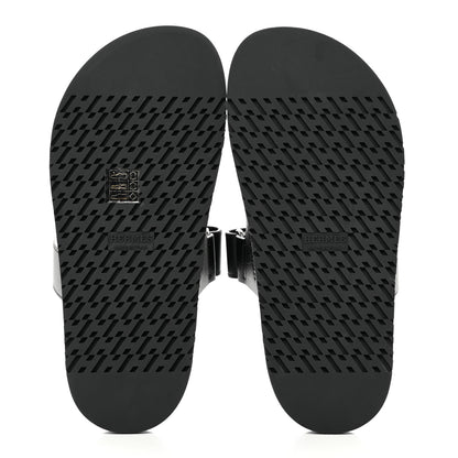 Hermes Calfskin Womens Chypre Sandals 36.5 Black 5 of 9