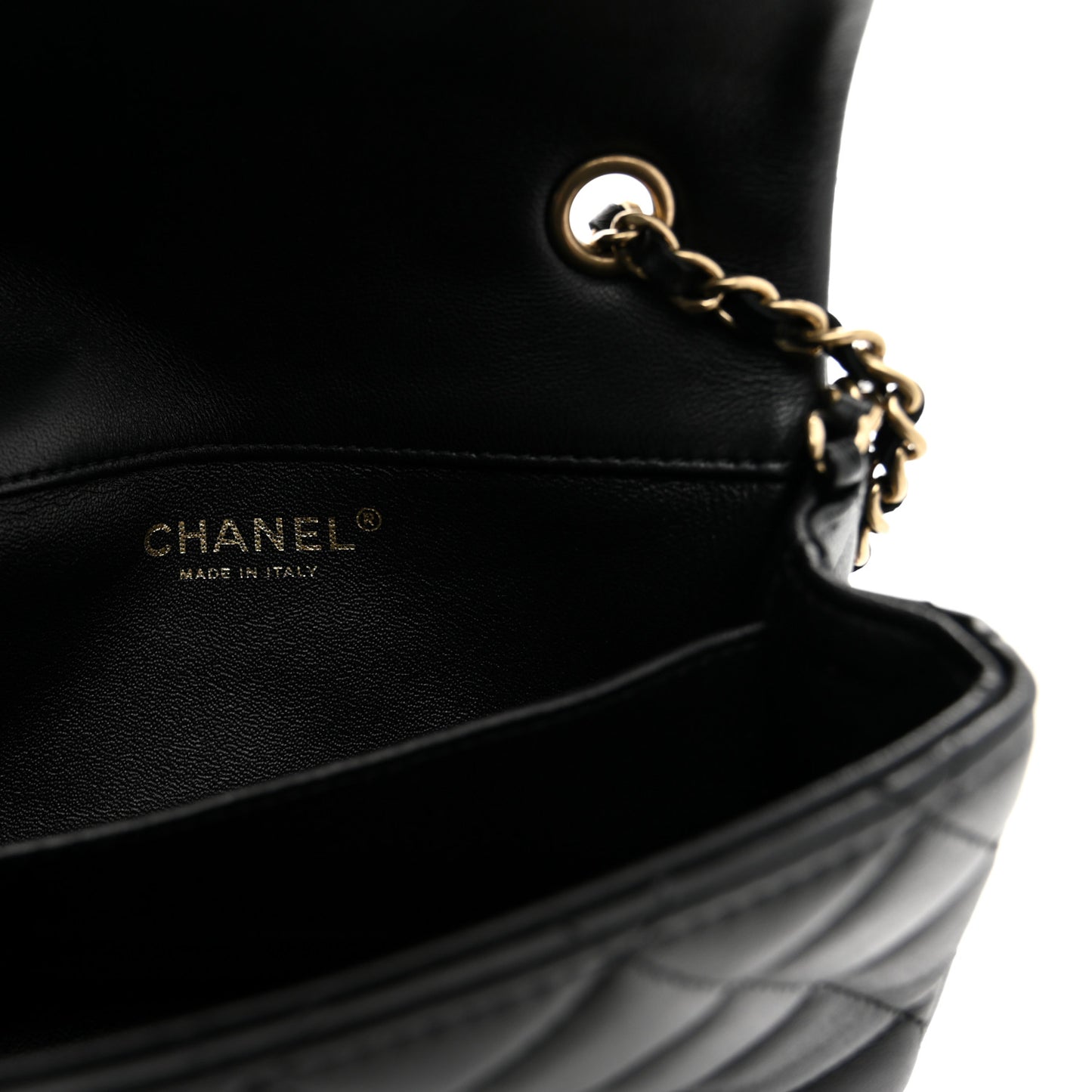 Lambskin Quilted Extra Mini Flap Black