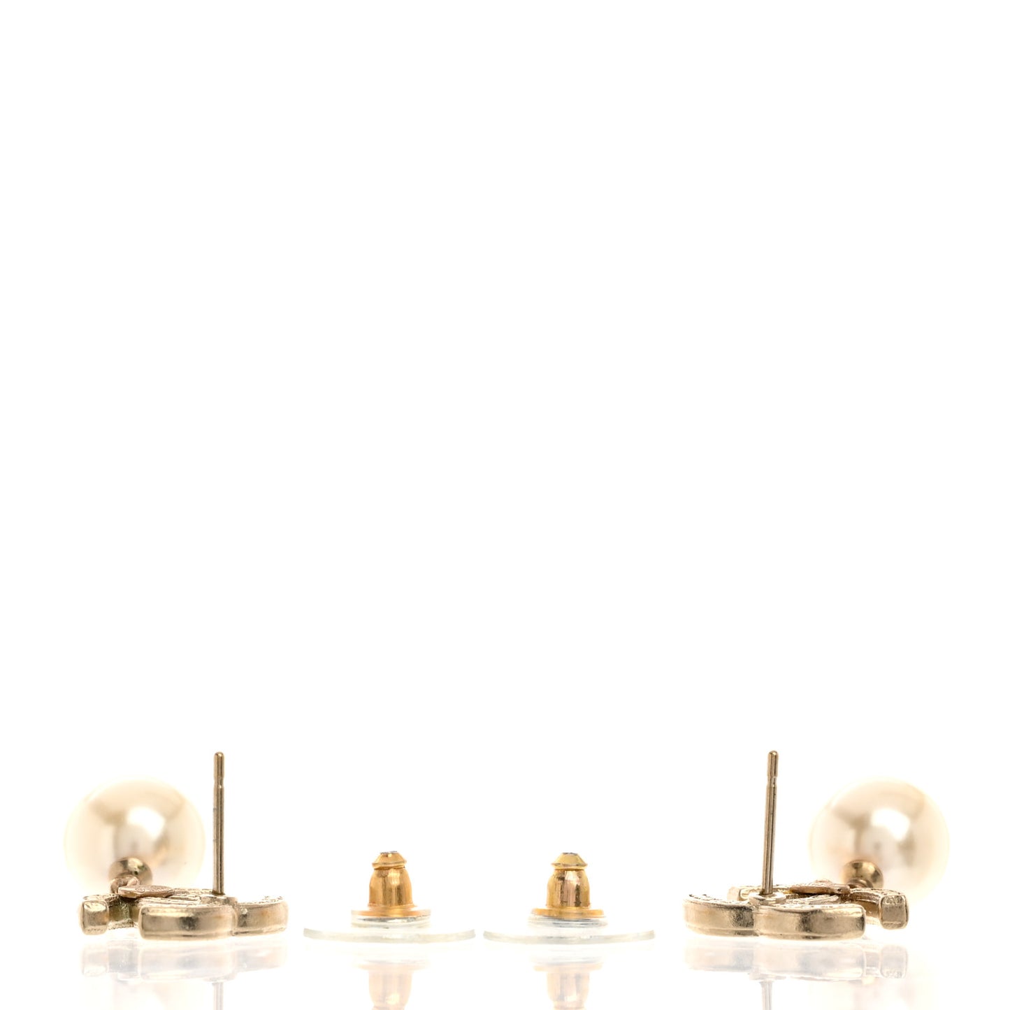 Crystal Pearl CC Drop Earrings Light Gold
