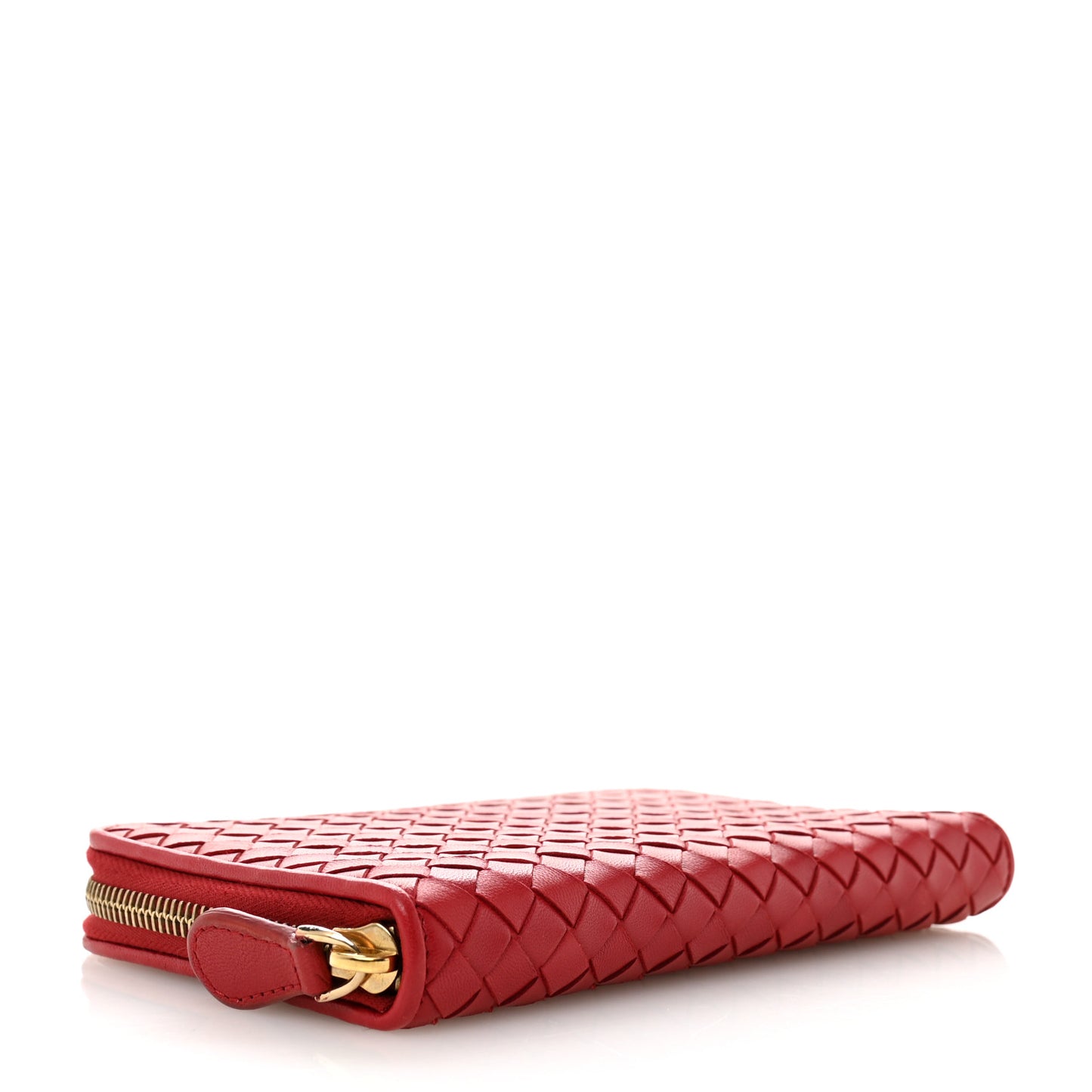 Nappa Intrecciato Zip Around Wallet Red