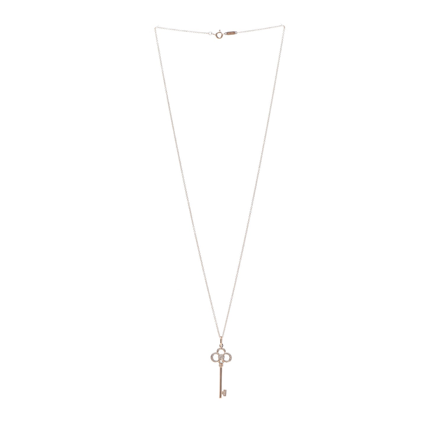 18K Rose Gold Diamond Crown Key Pendant Necklace