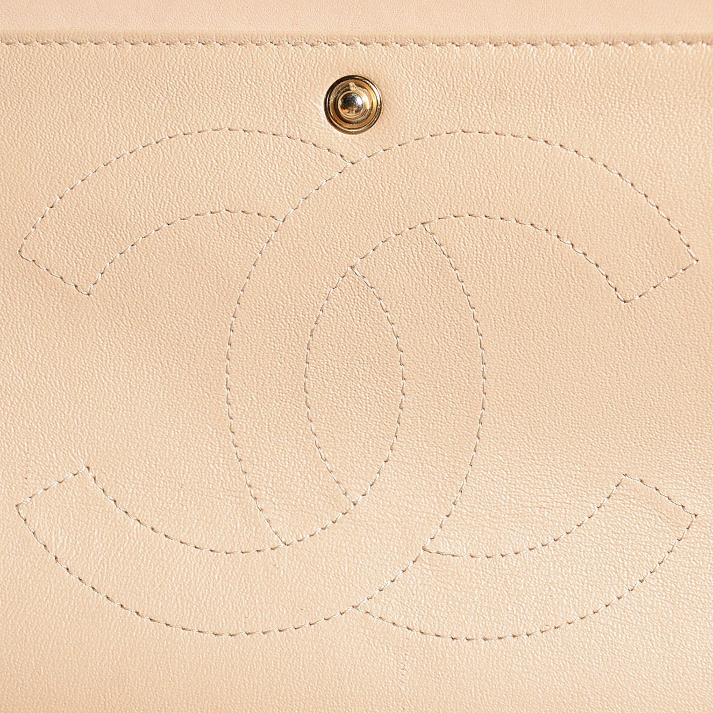 Lambskin Quilted Jumbo Double Flap Beige Clair