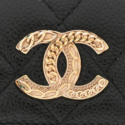 Chanel Caviar Quilted Chain CC Flap Card Holder Black 9 of 10