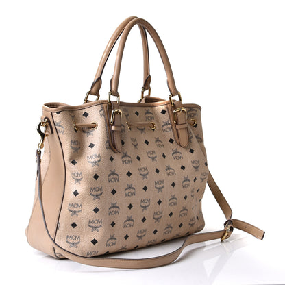 MCM Visetos Medium Drawstring Shopper Beige 4 of 12