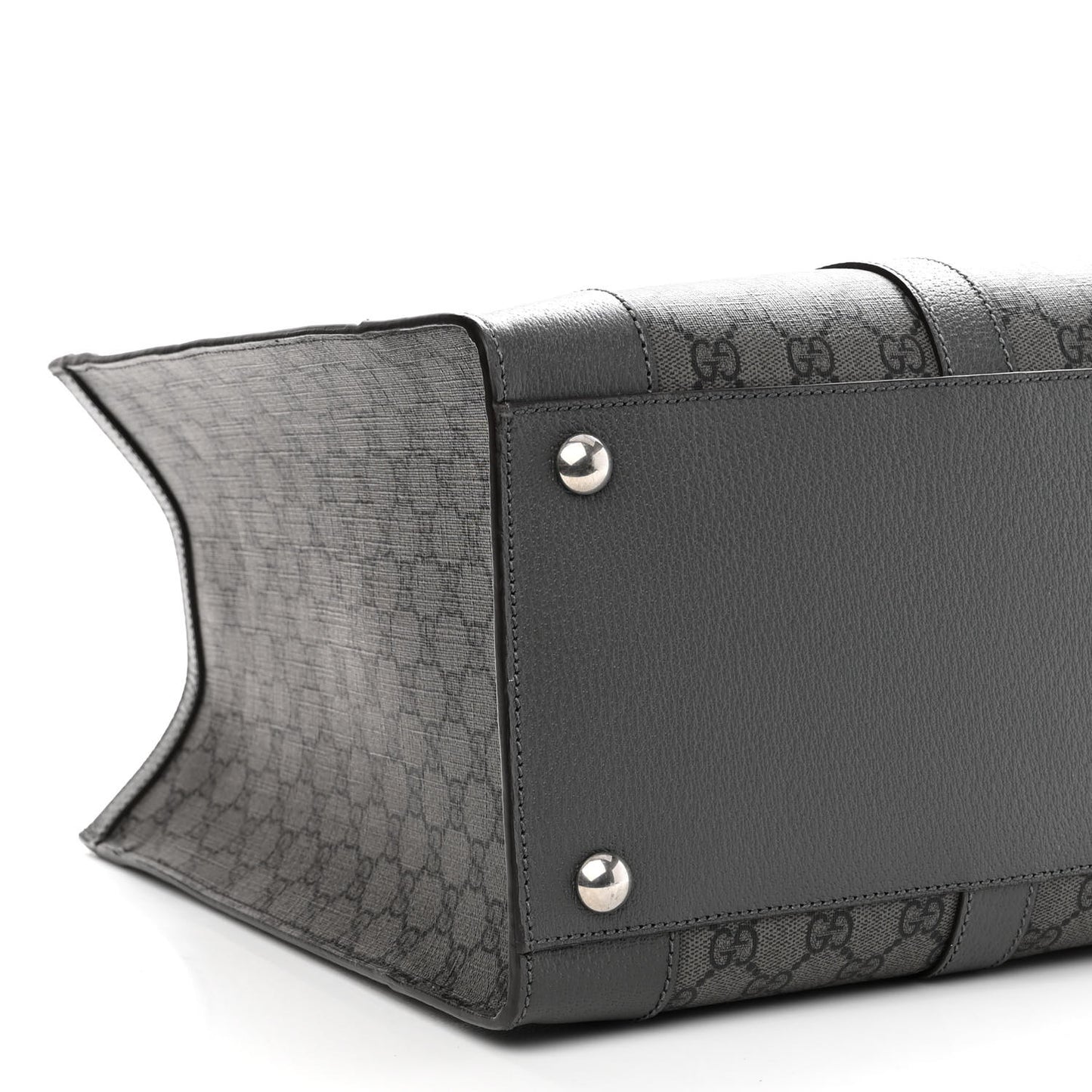 GG Supreme Monogram Textured Dollar Calfskin Large Ophidia Tote Bag Grey Black Graphite Grey