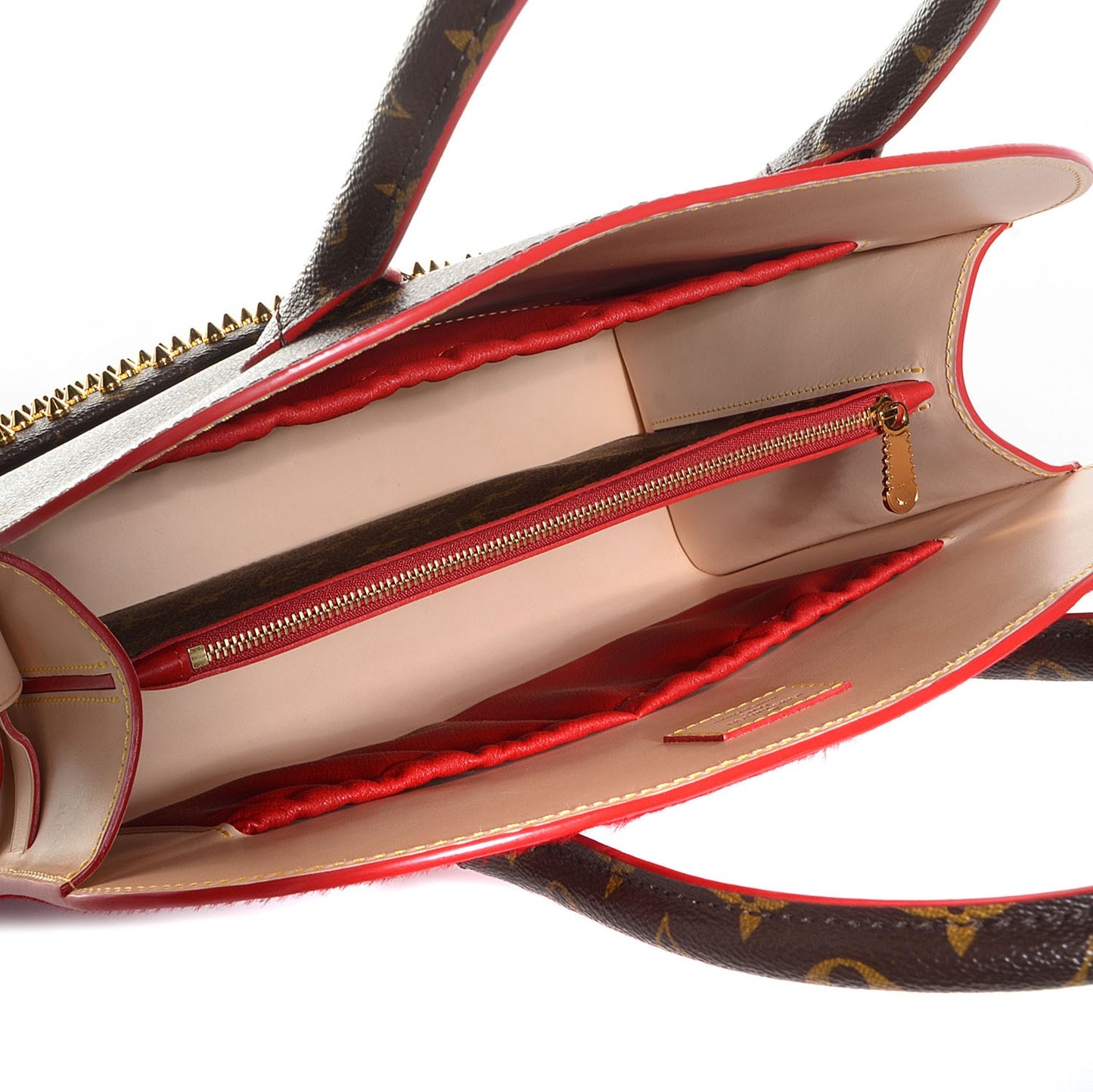 Monogram Calf Hair Spikes Iconoclasts Christian Louboutin Tote Red