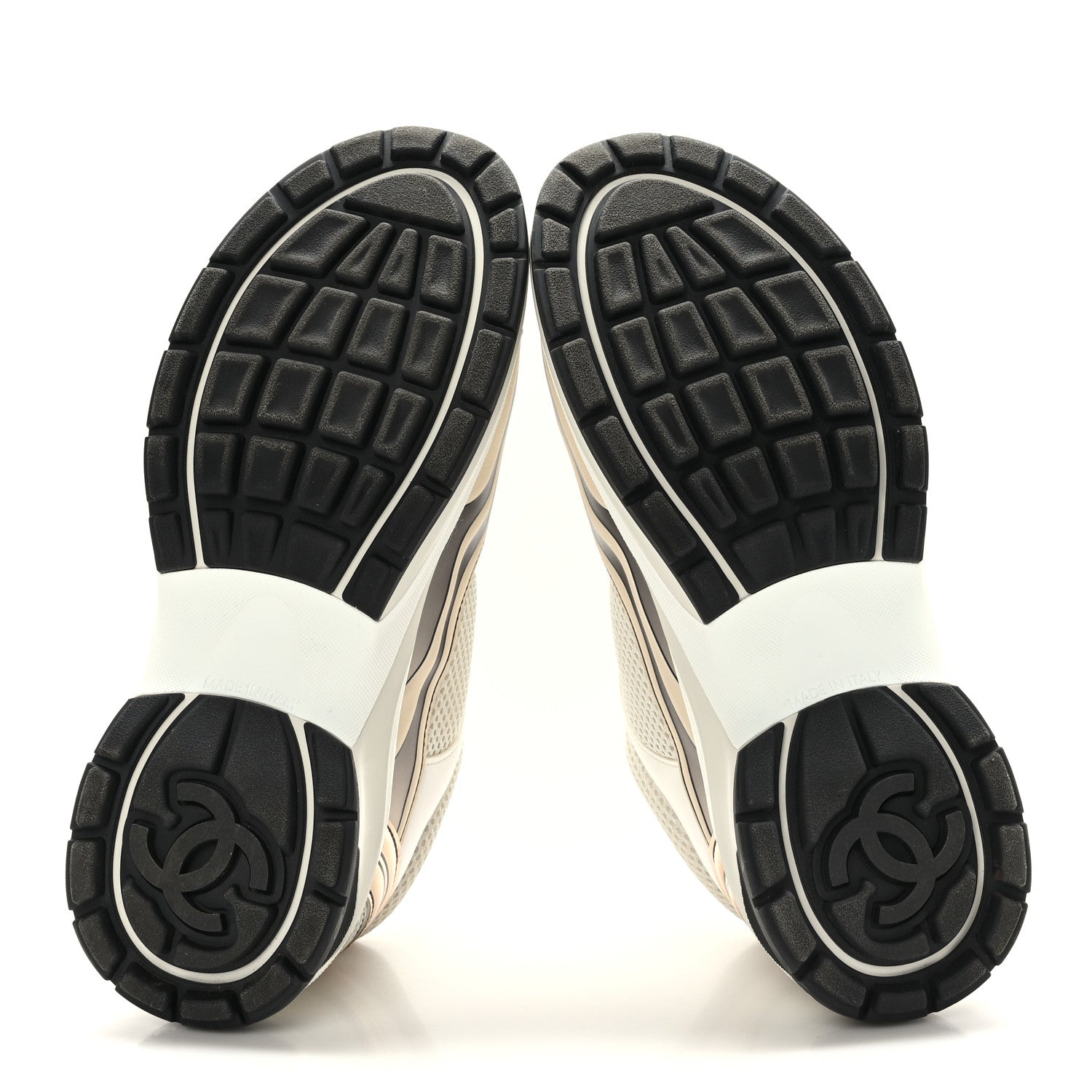 Chanel Fabric Laminated Calfskin Stretch CC Womens Sneakers 38