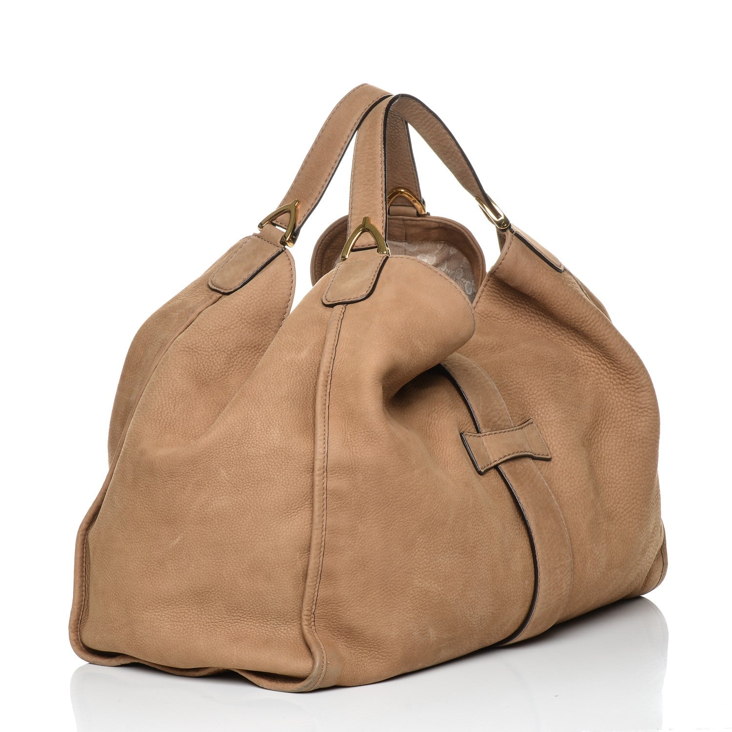 Gucci Nubuck Large Soft Stirrup Shoulder Bag Light Brown 3 of 8