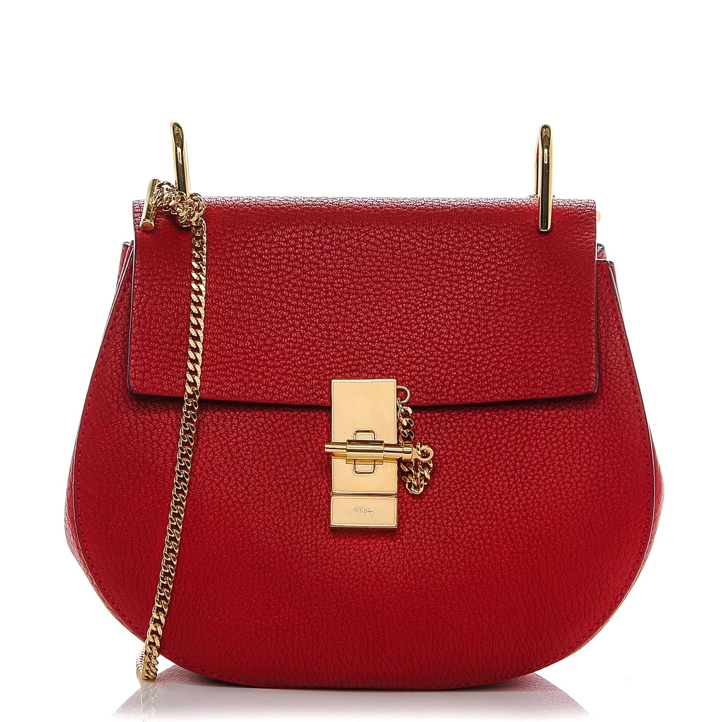 Grained Lambskin Drew Shoulder Bag Plaid Red
