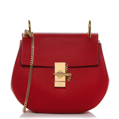 Chloe Grained Lambskin Drew Shoulder Bag Plaid Red 1 of 7