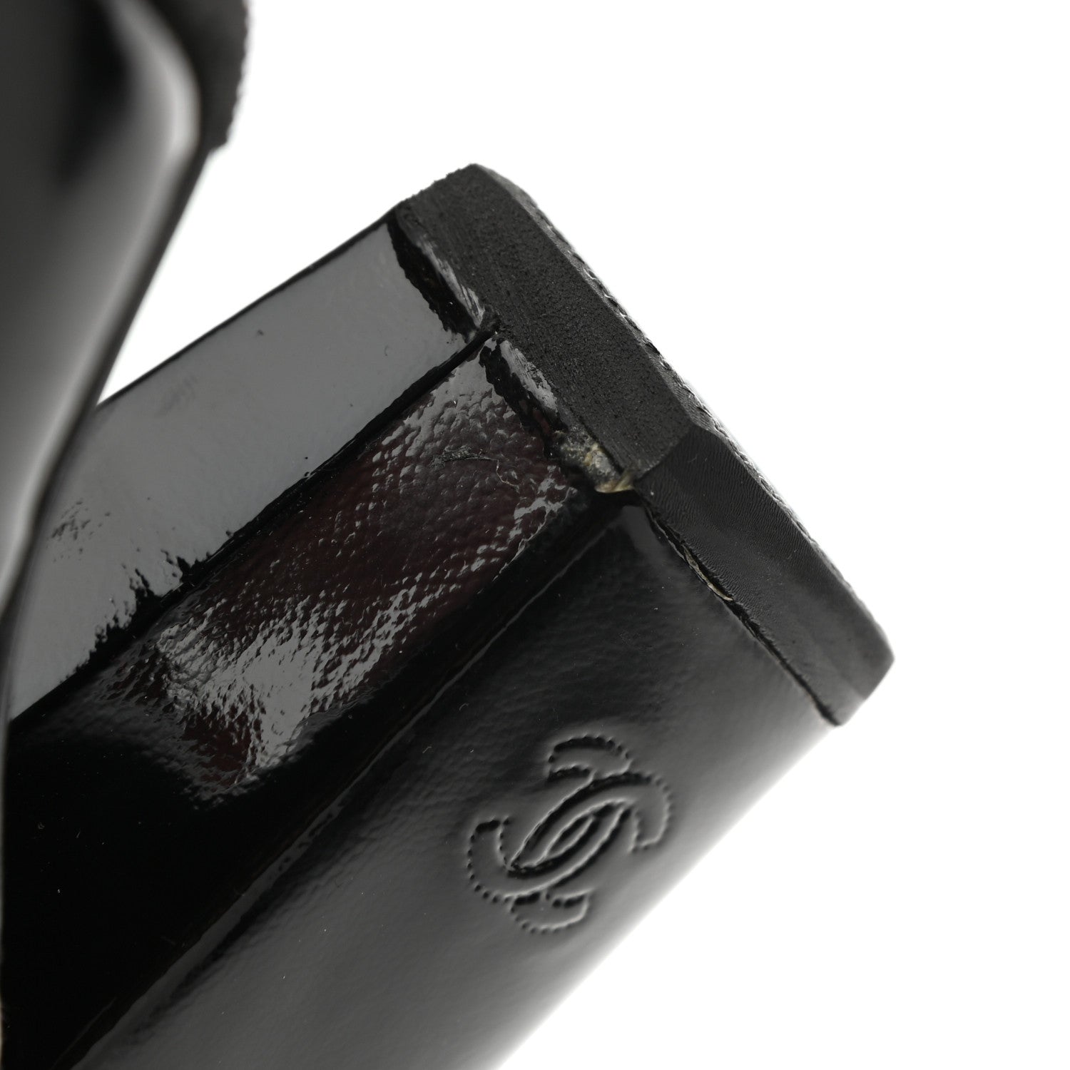 Chanel Patent Button CC Short Boots 35 Black White 9 of 10