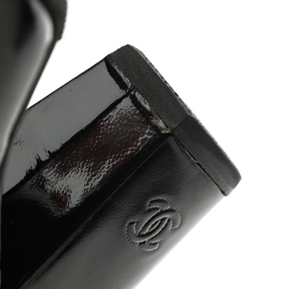 Chanel Patent Button CC Short Boots 35 Black White 9 of 10