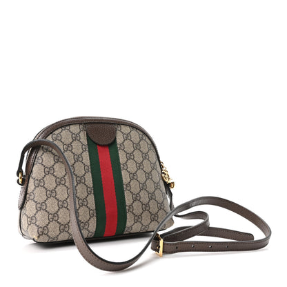 Gucci GG Supreme Monogram Textured Dollar Calfskin Web Small Ophidia Dome Shoulder Bag Beige Ebony New Acero 3 of 10