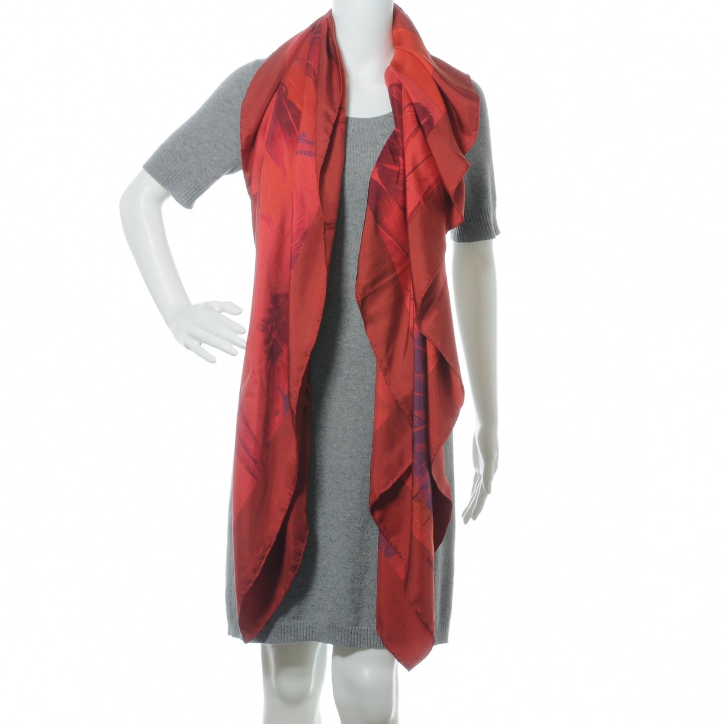 Silk Dip Dye Brazil II Shawl GM 140 Rubis Rouge Capucine