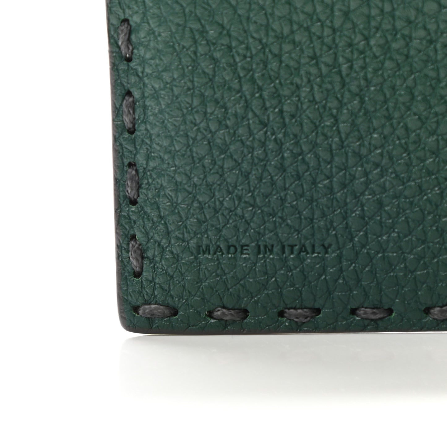 Cuoio Romano Selleria Metal Stitch Bi-Color Bi-Fold Wallet Asfalto Emerald