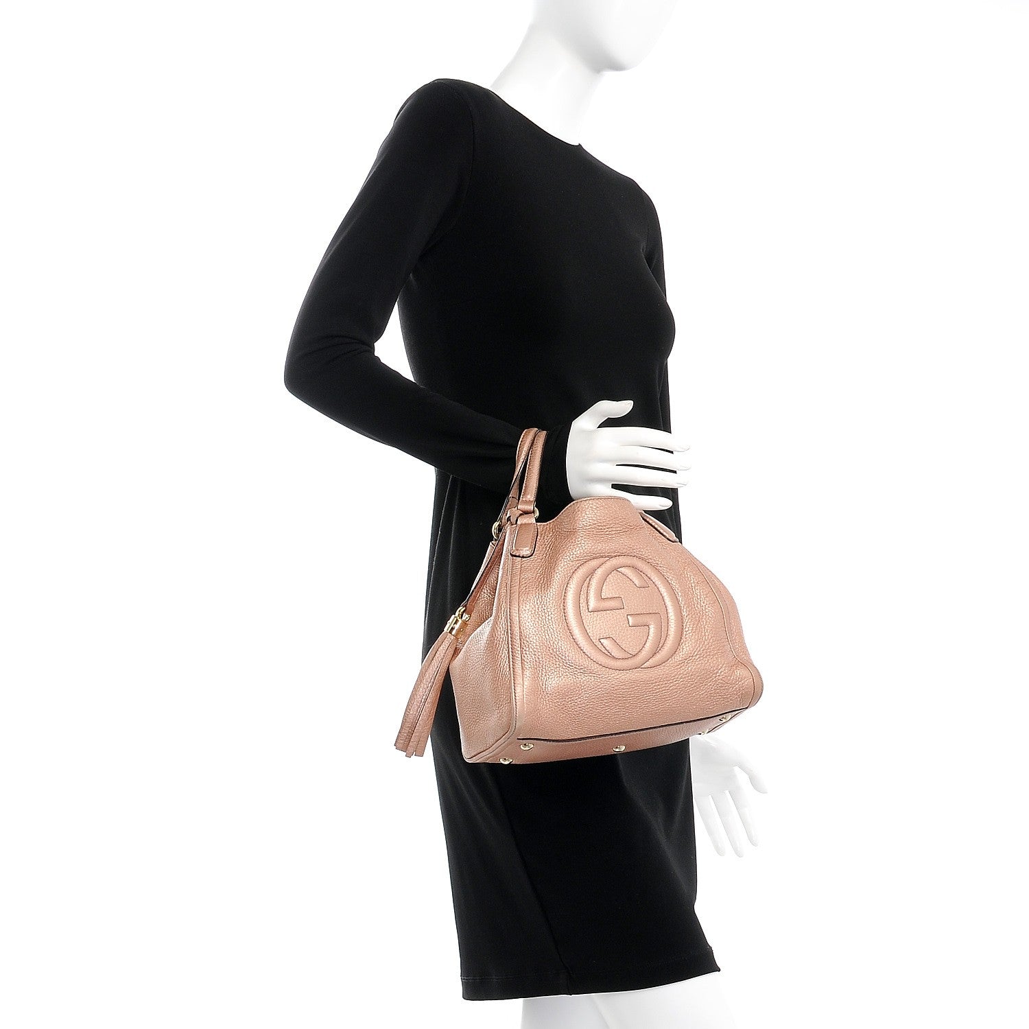 Gucci Metallic Pebbled Calfskin Small Soho Shoulder Bag Pink 3 of 11
