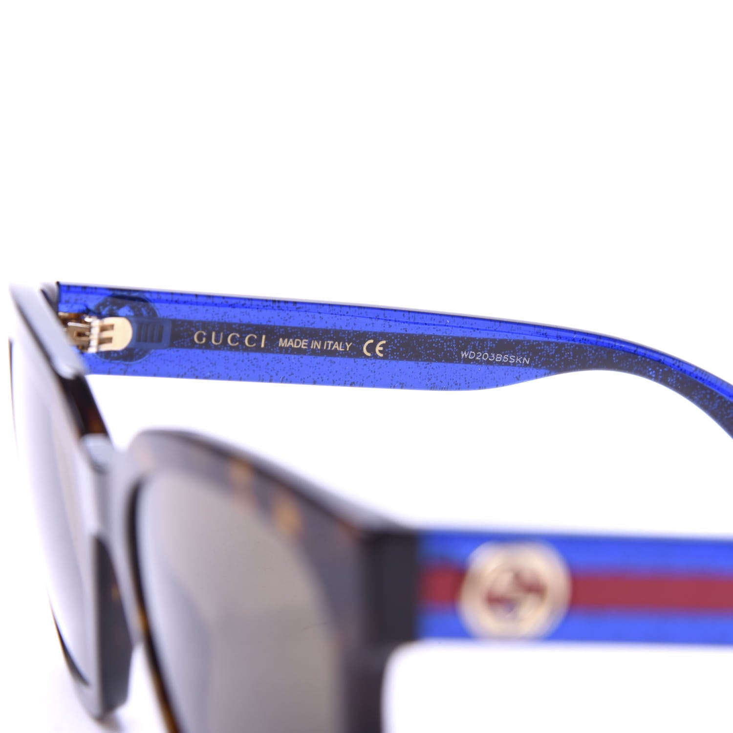 Gucci Square Frame Glitter Sunglasses GG0034SA Tortoise Blue 5 of 7