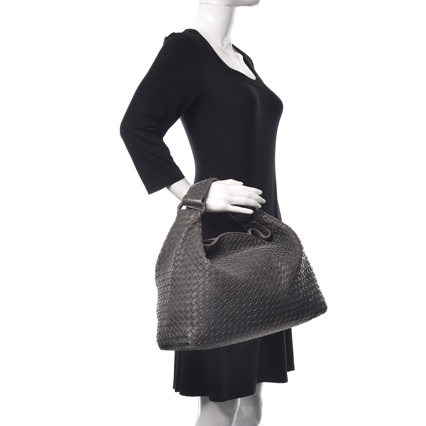 Nappa Intrecciato Sloane Hobo Ferro Gray